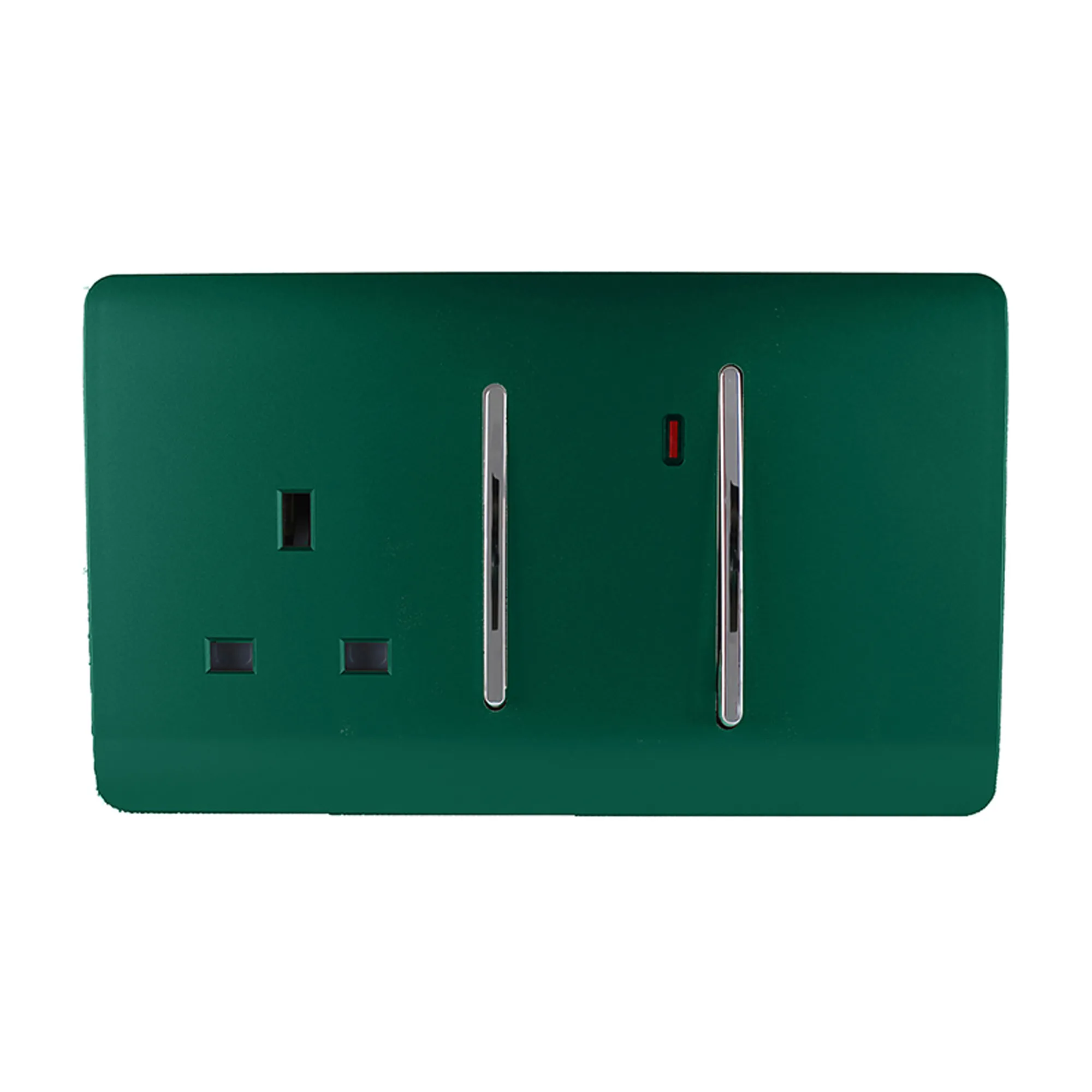 ART-WHS213DG  45A Double Pole Switch With Socket & Neon Dark Green